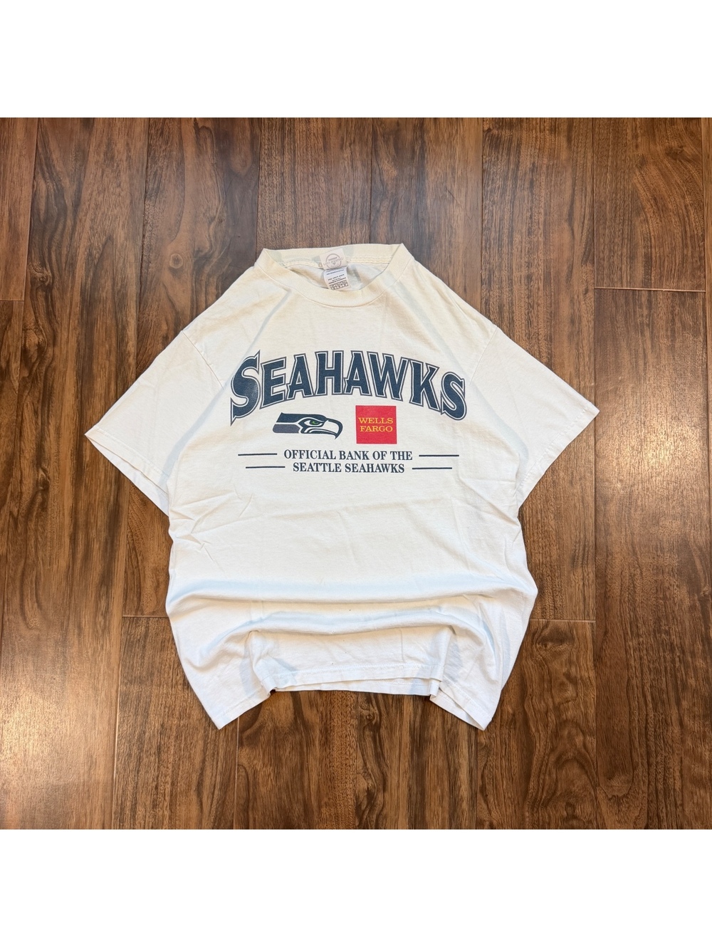 Vintage Seattle Seahawks Wells Fargo T Shirt Medium NFL Football